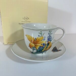 Lenox Floral Meadow Cup and Saucer Set Catherine McClung 822896 Porcelain 8oz